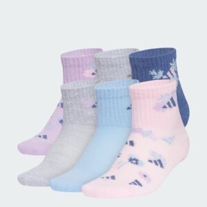 adidas kids Girl's Cushioned Graphic 6-Pack Quarter